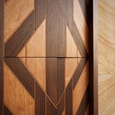 Luxury wooden Pivot Door Double Heighted Door with geometric design by Tarkhan Door Pakistan