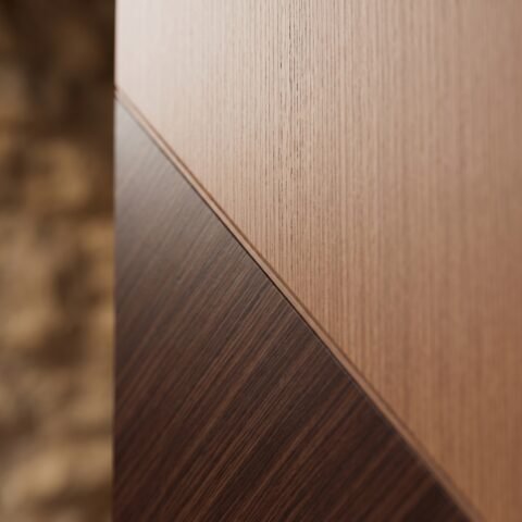Luxury wooden Pivot Door Double Heighted Door with diagonal geometric design by Tarkhan Door