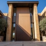 Luxury wooden Pivot Door Double Heighted Door with diagonal geometric design by Tarkhan Door